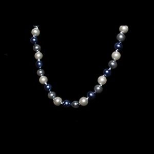 Blue, Grey, White Christmas Pearls 18”